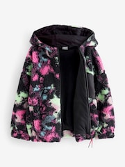 Black Tie Dye Printed Teddy Borg Fleece Jacket Zip Hoodie (3-16yrs) - Image 6 of 7