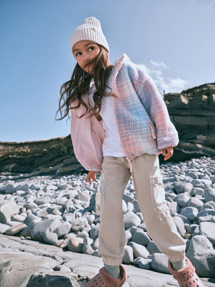 Pink Check Teddy Borg Fleece Jacket Zip Hoodie (3-16yrs) - Image 2 of 7