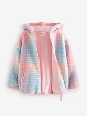 Pink Check Teddy Borg Fleece Jacket Zip Hoodie (3-16yrs) - Image 5 of 7