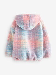 Pink Check Teddy Borg Fleece Jacket Zip Hoodie (3-16yrs) - Image 6 of 7