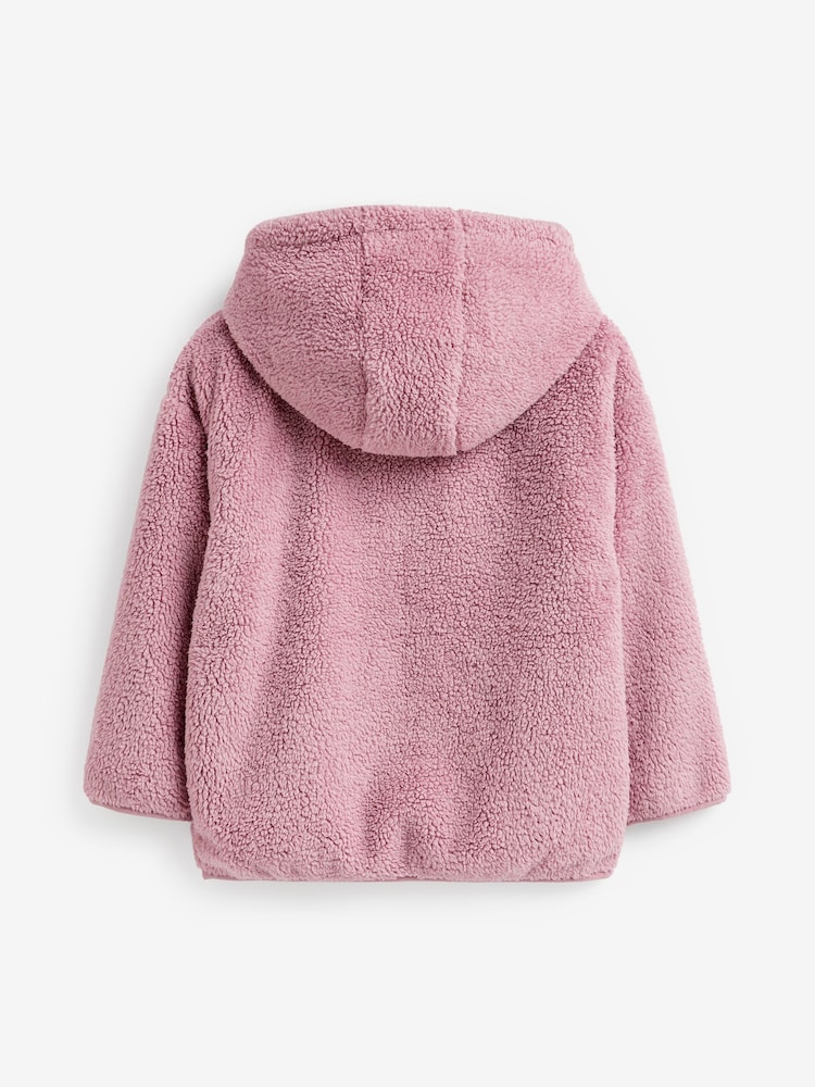 Pink Teddy Borg Fleece Jacket Zip Hoodie (3-16yrs) - Image 2 of 3