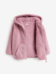 Pink Teddy Borg Fleece Jacket Zip Hoodie (3-16yrs) - Image 3 of 3