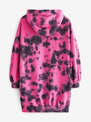 Black/Pink Tie Dye Longline Hoodie (3-16yrs) - Image 5 of 6