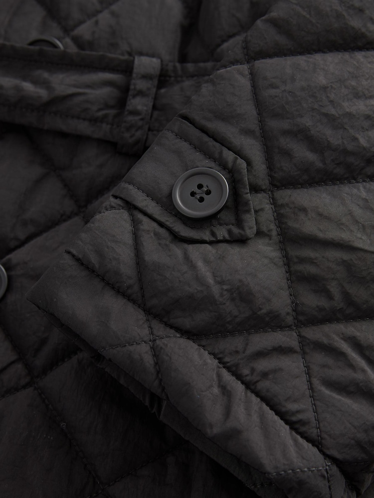 Black Shower Resistant Quilted Trench Coat (3-16yrs) - Image 11 of 11 Black Shower Resistant Quilted Trench Coat (3-16yrs) - Image 11 of 11