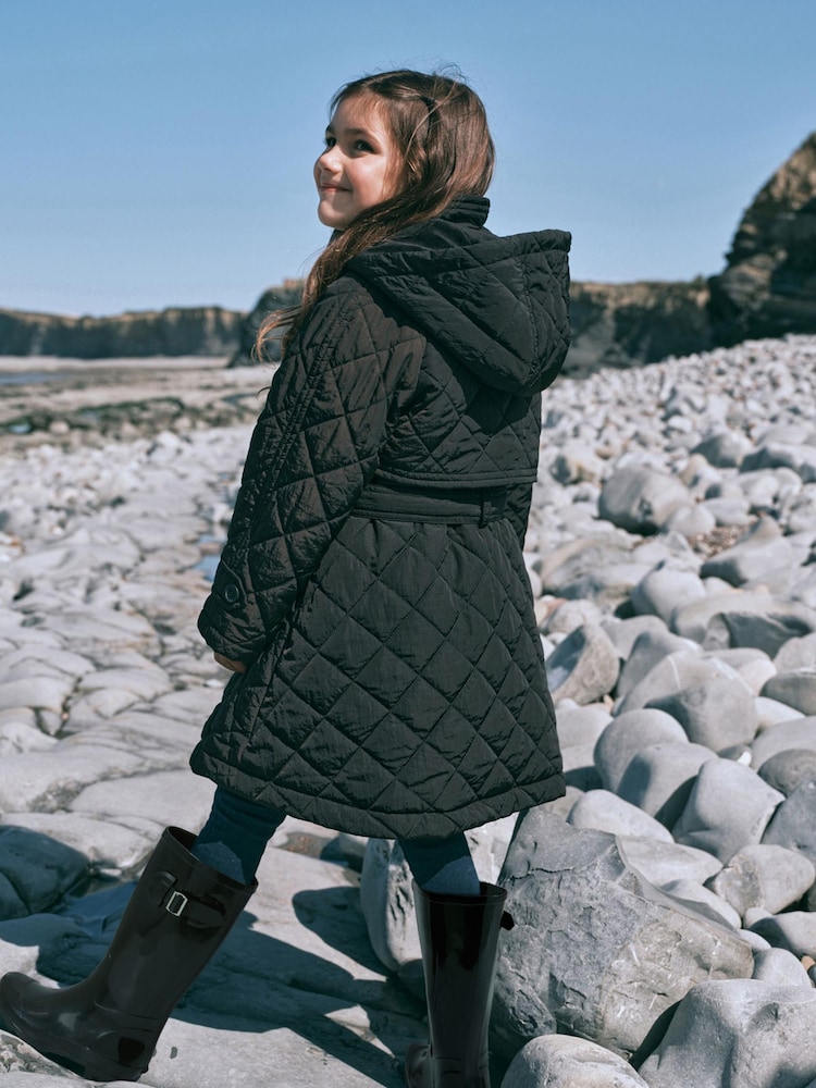 Black Shower Resistant Quilted Trench Coat (3-16yrs) - Image 2 of 11 Black Shower Resistant Quilted Trench Coat (3-16yrs) - Image 2 of 11