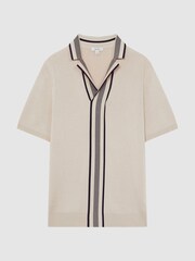 Reiss Ecru Oswald Striped Open Collar Shirt - Image 2 of 6