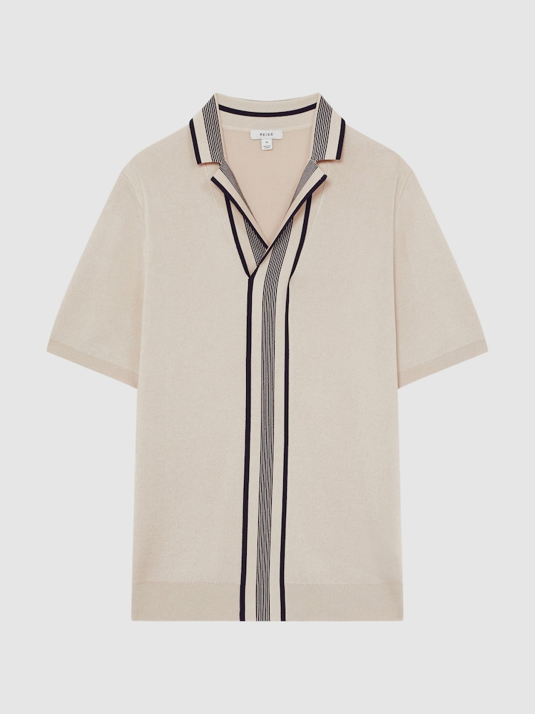 Reiss Ecru Oswald Striped Open Collar Shirt - Image 2 of 6