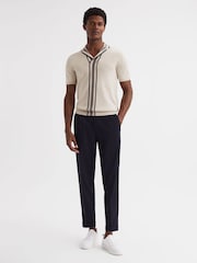 Reiss Ecru Oswald Striped Open Collar Shirt - Image 3 of 6