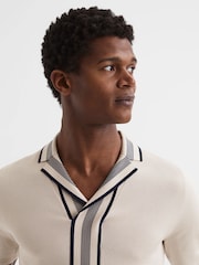 Reiss Ecru Oswald Striped Open Collar Shirt - Image 4 of 6
