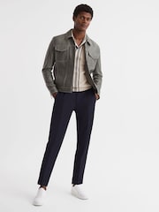 Reiss Ecru Oswald Striped Open Collar Shirt - Image 6 of 6