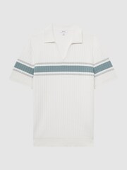 Reiss Off White Billingsgate Slim Fit Ribbed Open Collar Shirt - Image 2 of 5