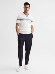 Reiss Off White Billingsgate Slim Fit Ribbed Open Collar Shirt - Image 3 of 5