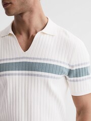 Reiss Off White Billingsgate Slim Fit Ribbed Open Collar Shirt - Image 4 of 5