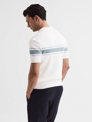 Reiss Off White Billingsgate Slim Fit Ribbed Open Collar Shirt - Image 5 of 5
