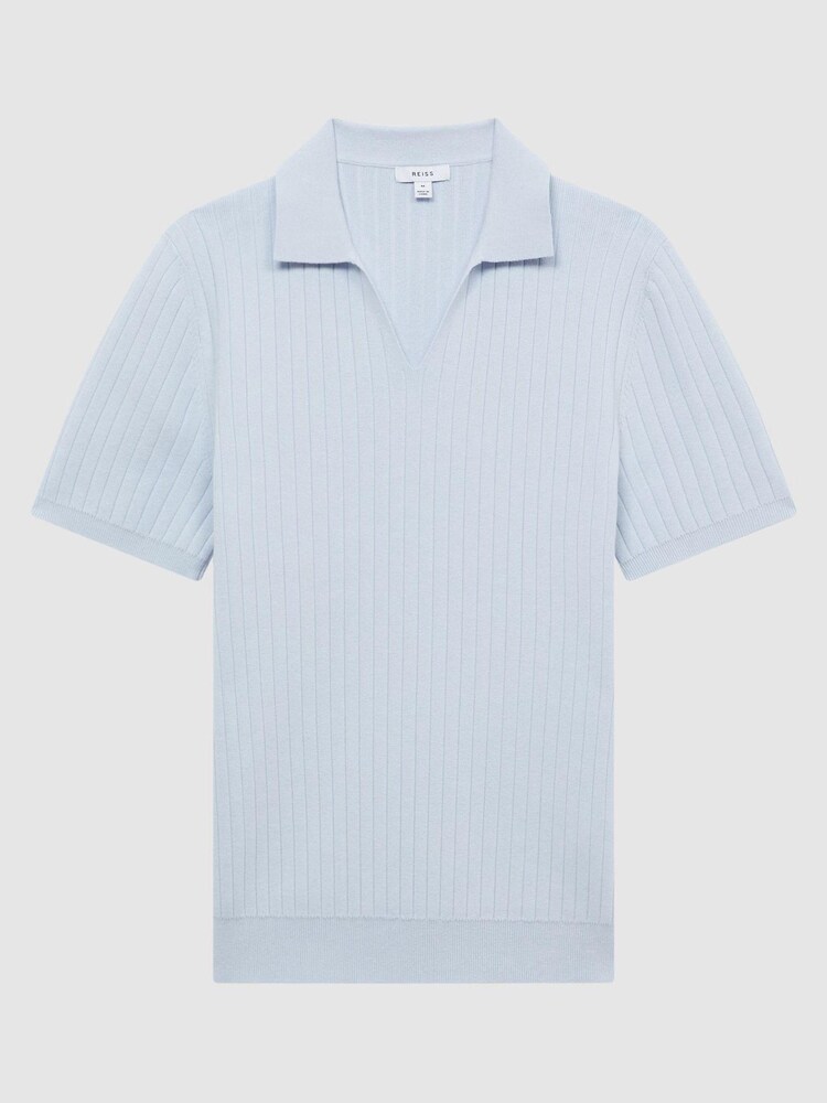 Reiss Soft Blue Felix Slim Fit Open Collar Polo Shirt - Image 2 of 4