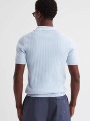 Reiss Soft Blue Felix Slim Fit Open Collar Polo Shirt - Image 4 of 4