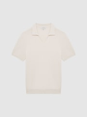 Reiss Ecru Castleton Zip Front Striped Polo Shirt - Image 2 of 6