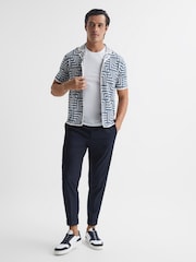 Reiss Airforce Blue Milo Abstract Printed Cuban Collar Shirt - Image 3 of 5