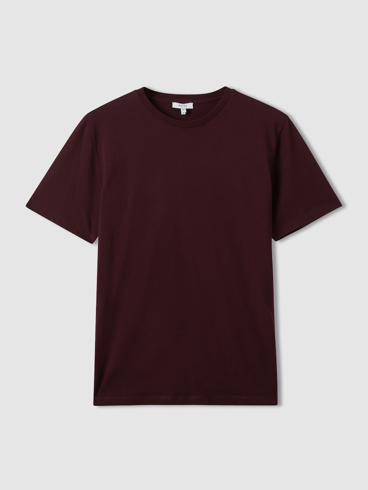 Reiss Bordeaux Bless Cotton Crew Neck T-Shirt - Image 2 of 8 Reiss Bordeaux Bless Cotton Crew Neck T-Shirt - Image 2 of 8