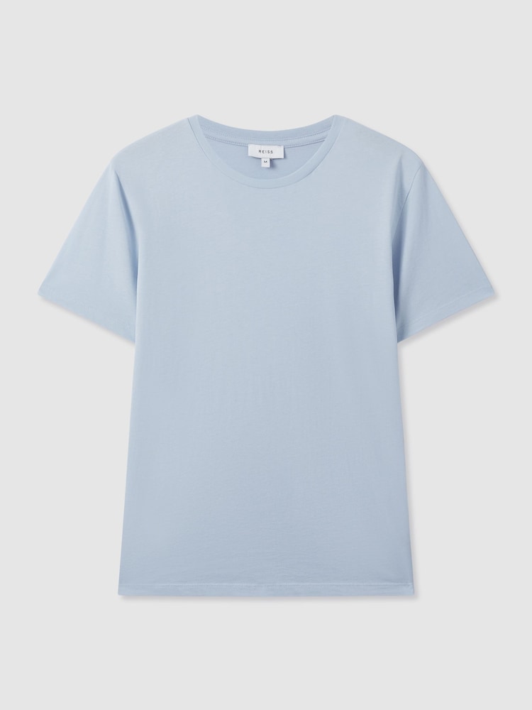 Reiss Soft Blue Bless Cotton Crew Neck T-Shirt - Image 2 of 6 Reiss Soft Blue Bless Cotton Crew Neck T-Shirt - Image 2 of 6