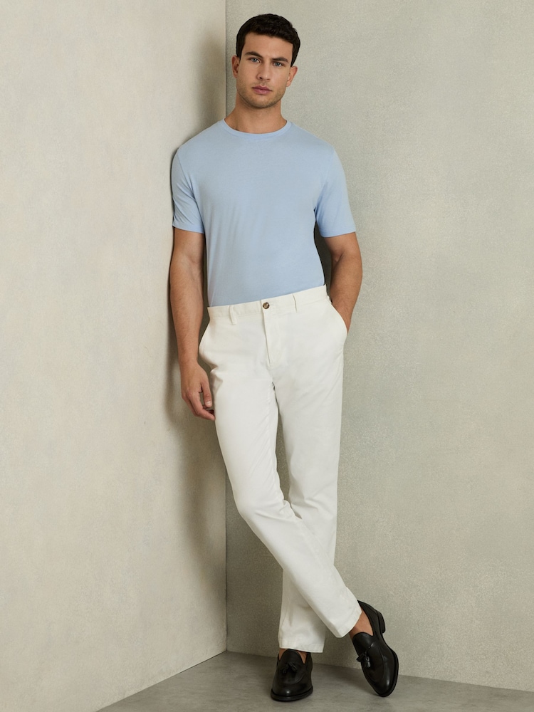 Bleu clair - T-shirt à col ras du cou en coton Reiss Bless - Image 3 of 6