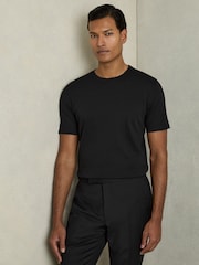 Negro - Camiseta de cuello redondo de algodón Bless de Reiss - Imagen 1 de 7