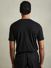 Negro - Camiseta de cuello redondo de algodón Bless de Reiss - Imagen 4 de 7
