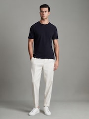 Reiss Navy Melrose Cotton Crew Neck T-Shirt - Image 3 of 7