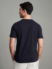 Reiss Navy Melrose Cotton Crew Neck T-Shirt - Image 4 of 7