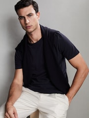 Reiss Navy Melrose Cotton Crew Neck T-Shirt - Image 7 of 7