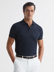 Reiss Navy Austin Short Sleeve Polo T-Shirt - Image 1 of 6