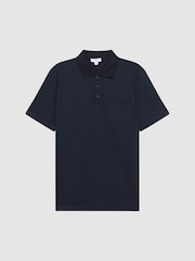 Reiss Navy Austin Short Sleeve Polo T-Shirt - Image 2 of 6