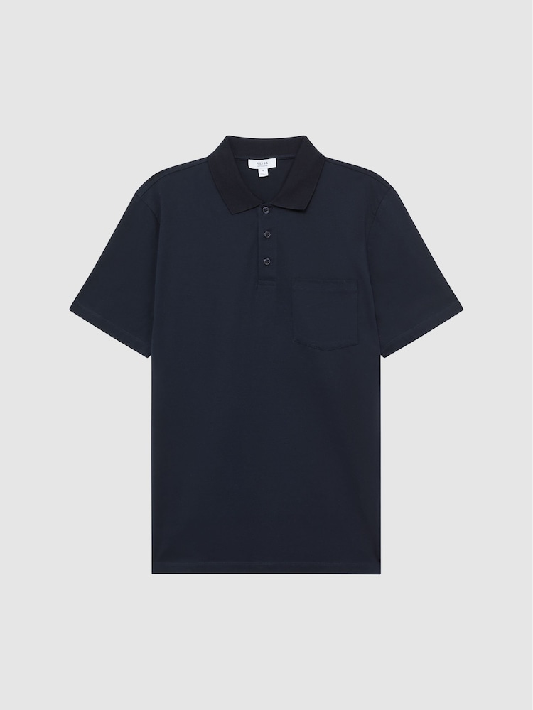 Reiss Navy Austin Short Sleeve Polo T-Shirt - Image 2 of 6
