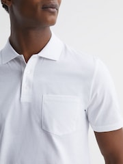 Reiss White Austin Short Sleeve Polo T-Shirt - Image 4 of 6