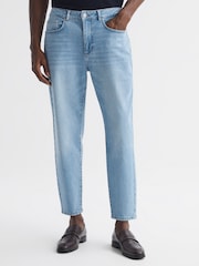 Reiss Washed Blue Portabello Tapered Slim Fit Acid Wash Jeans - Image 1 of 5