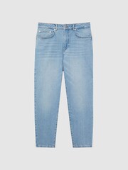 Reiss Washed Blue Portabello Tapered Slim Fit Acid Wash Jeans - Image 2 of 5