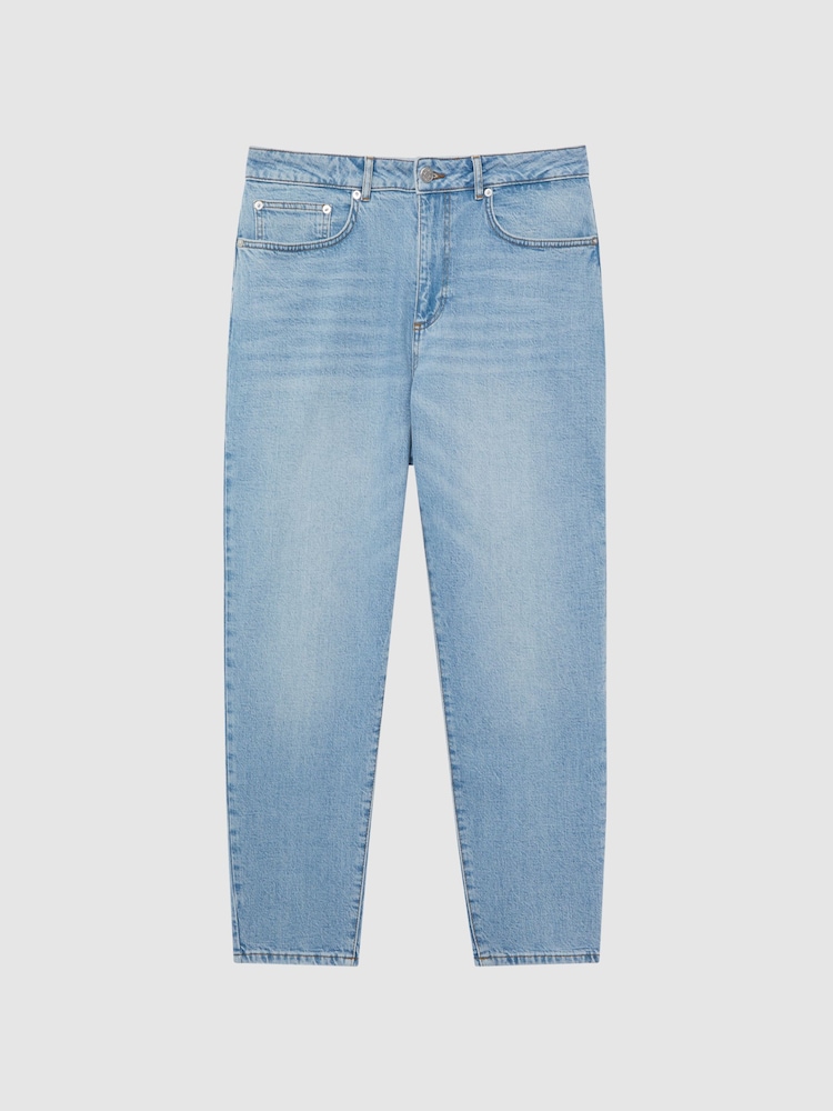 Reiss Washed Blue Portabello Tapered Slim Fit Acid Wash Jeans - Image 2 of 5