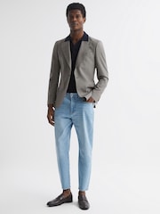 Reiss Washed Blue Portabello Tapered Slim Fit Acid Wash Jeans - Image 3 of 5