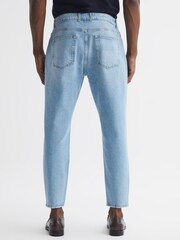 Reiss Washed Blue Portabello Tapered Slim Fit Acid Wash Jeans - Image 5 of 5