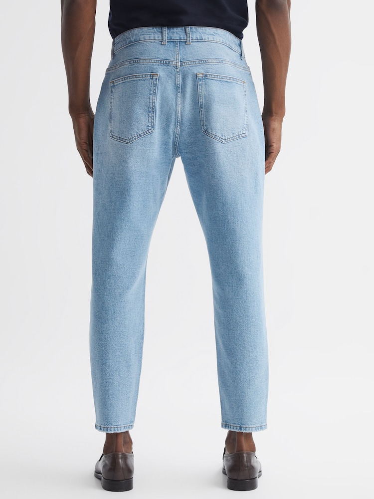 Reiss Washed Blue Portabello Tapered Slim Fit Acid Wash Jeans - Image 5 of 5