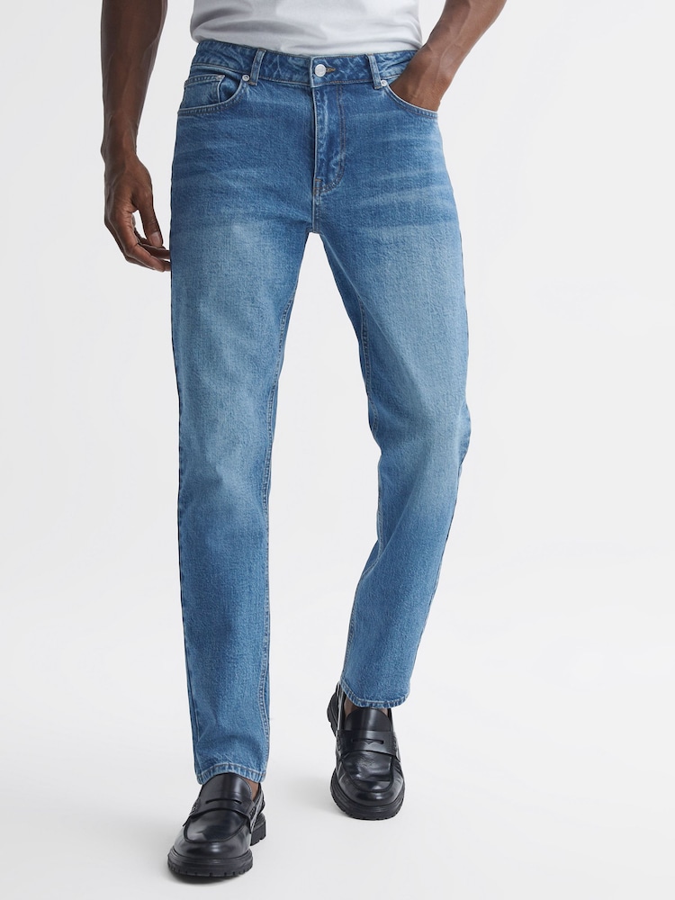 Reiss Washed Blue Calik Tapered Slim Fit Jeans - Image 1 of 5