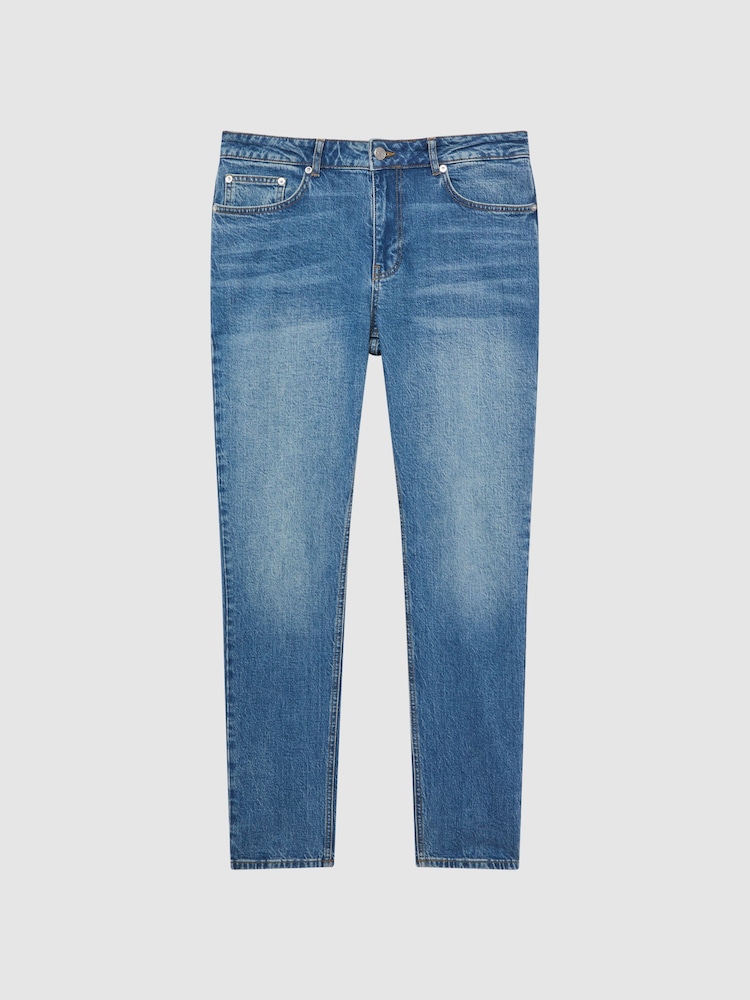 Reiss Washed Blue Calik Tapered Slim Fit Jeans - Image 2 of 5