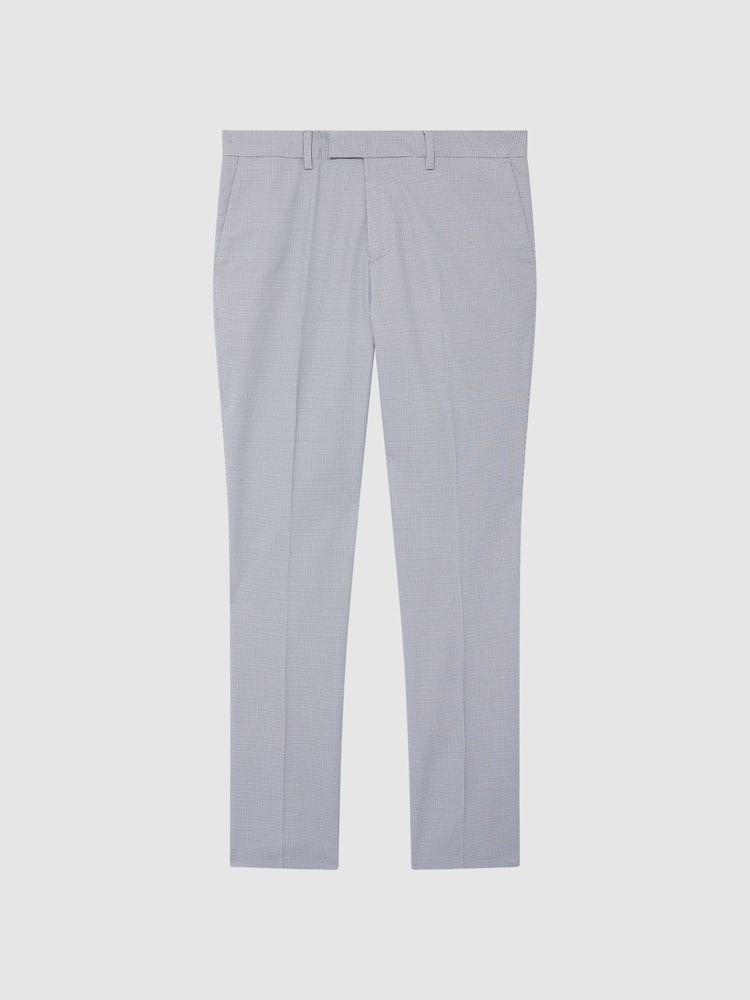 Reiss Soft Blue Pause Slim Fit Puppytooth Chinos - Image 2 of 6