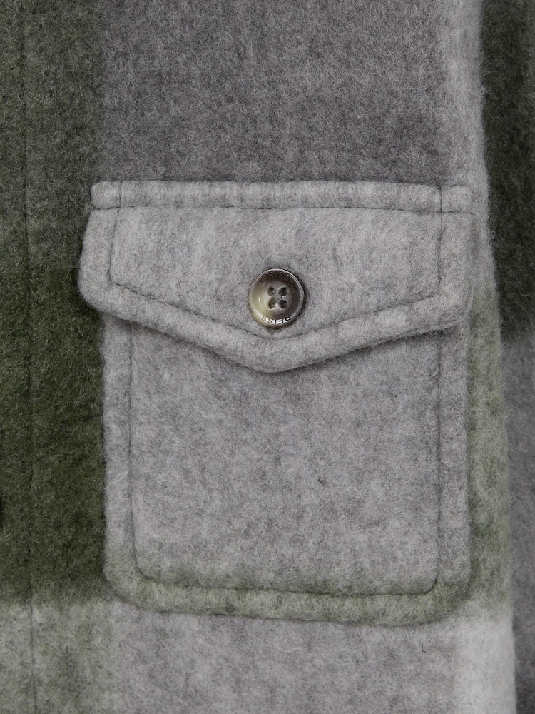 Reiss Green/Ecru Stoval Long Sleeve Brushed Overshirt - Image 6 of 6