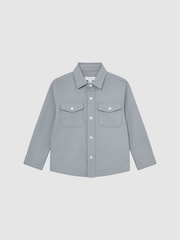 Reiss Soft Blue Carlo Senior Long Sleeve Textured Overshirt - Image 2 of 6