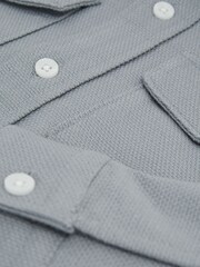 Reiss Soft Blue Carlo Senior Long Sleeve Textured Overshirt - Image 6 of 6