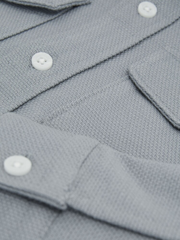 Reiss Soft Blue Carlo Senior Long Sleeve Textured Overshirt - Image 6 of 6
