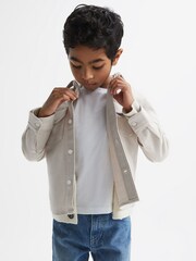 Reiss Stone Carlo Junior Long Sleeve Textured Overshirt - Image 1 of 6