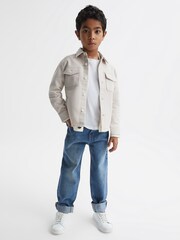 Reiss Stone Carlo Junior Long Sleeve Textured Overshirt - Image 3 of 6