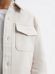 Reiss Stone Carlo Junior Long Sleeve Textured Overshirt - Image 4 of 6